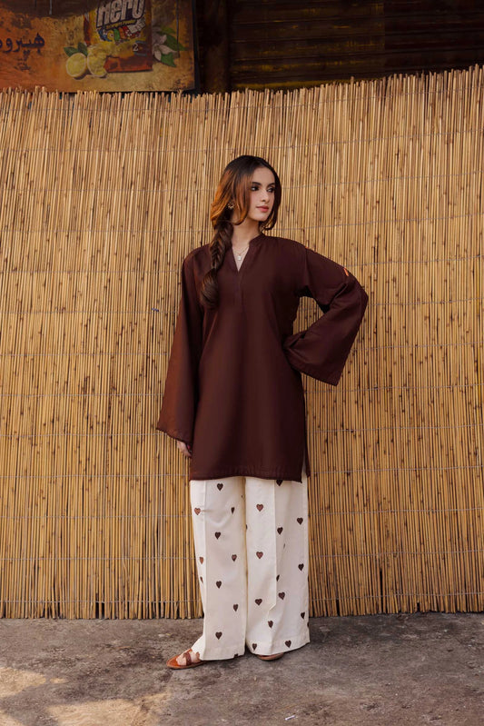HART TOUCHING EMBROIDED 2 PCS brown (Copy)