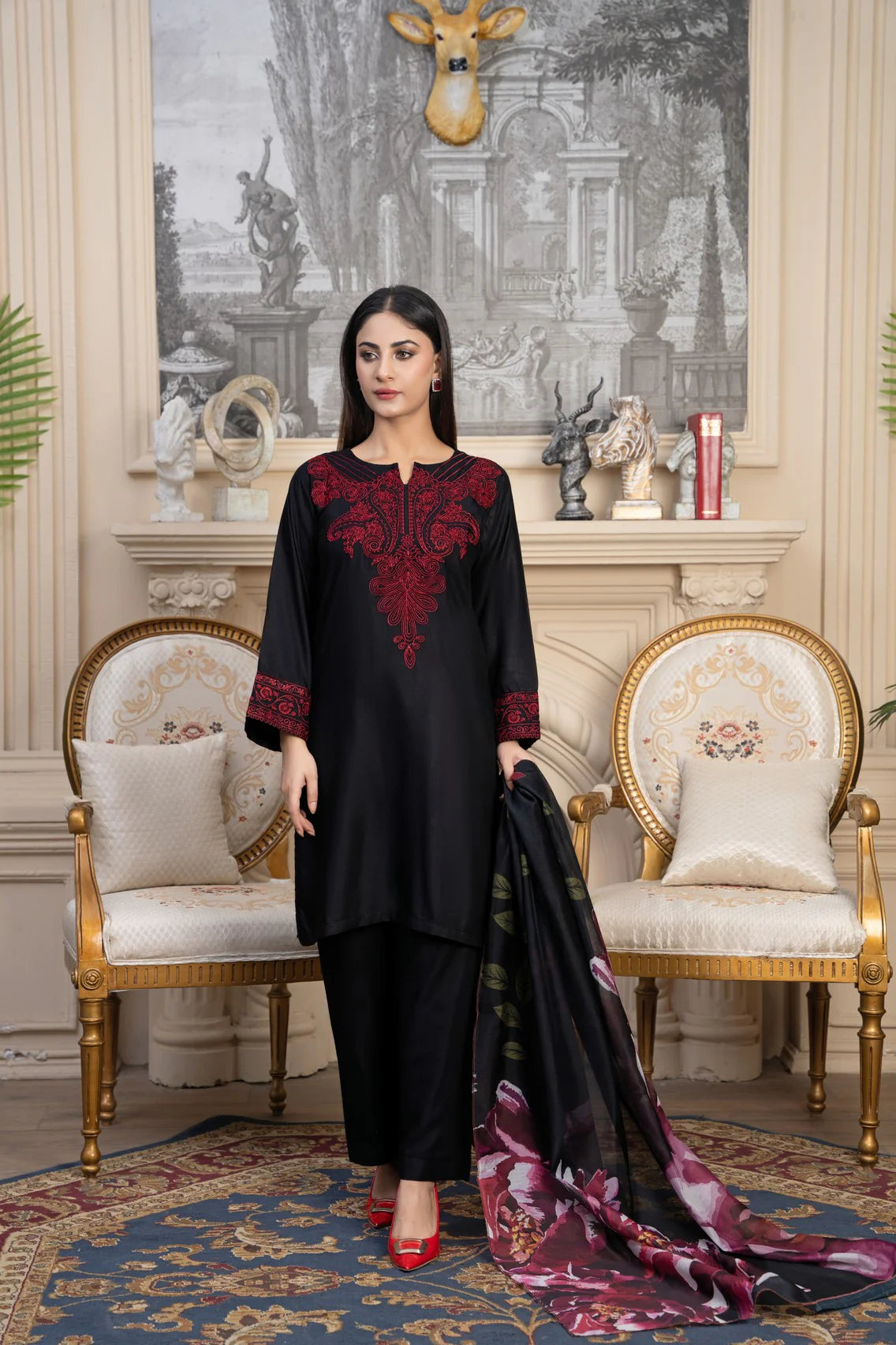 TAAJ 3PC emboriederd and printed