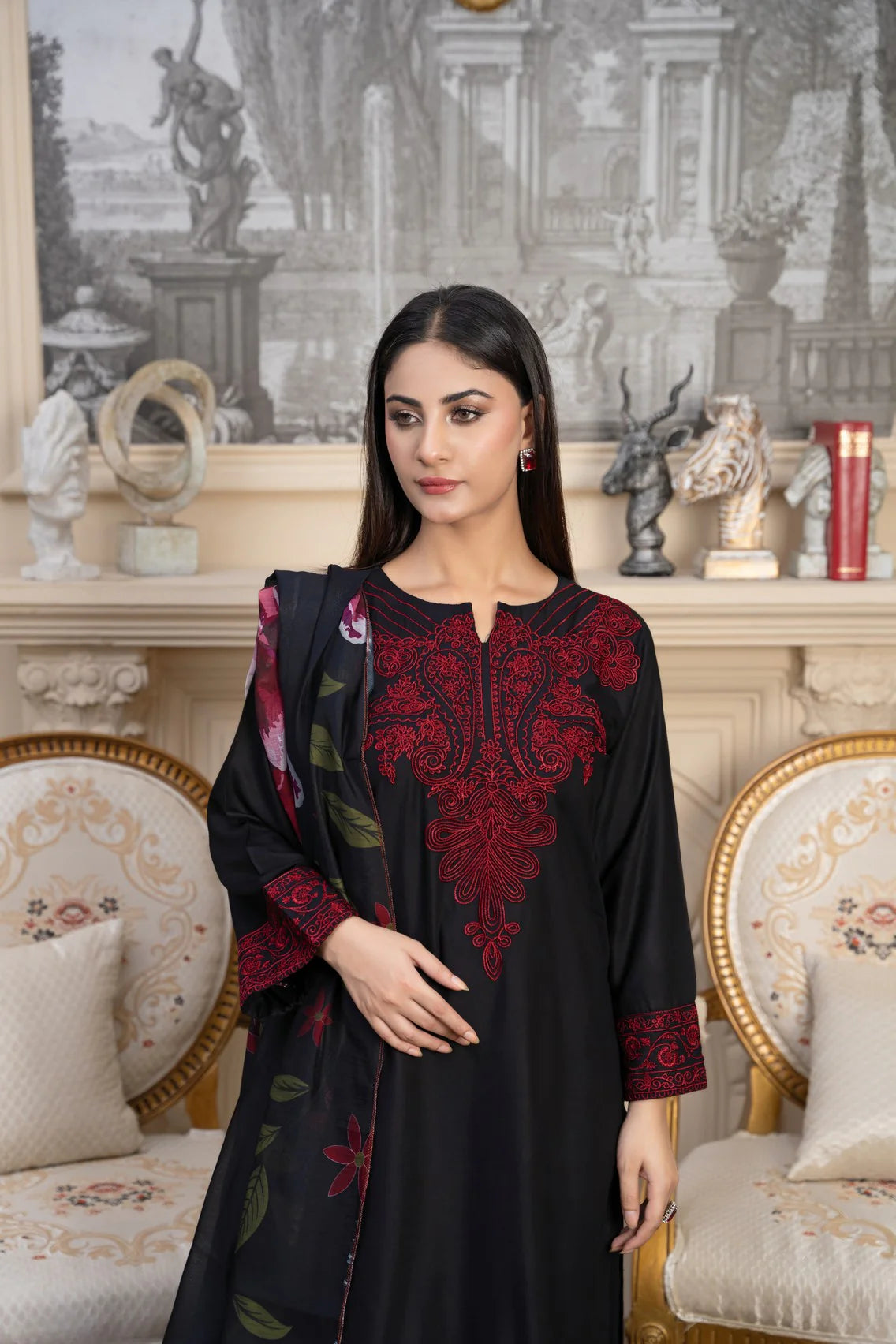 TAAJ 3PC emboriederd and printed